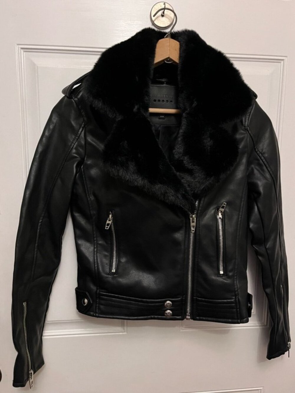 Blank NYC Faux Leather Moto Jacket w/ Removable Fur Collar M - Picture 1 of 11